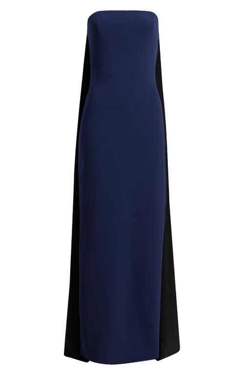 Amsale Strapless Crepe Gown In Blue