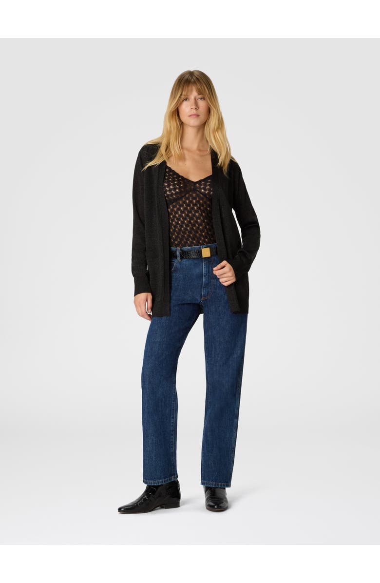 Missoni Cardigan With Belt In Lamé, Alternate, color, Black