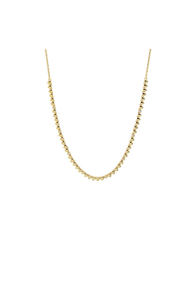 CZ Bezel Half Chain Tennis Necklace, Main, color, Gold