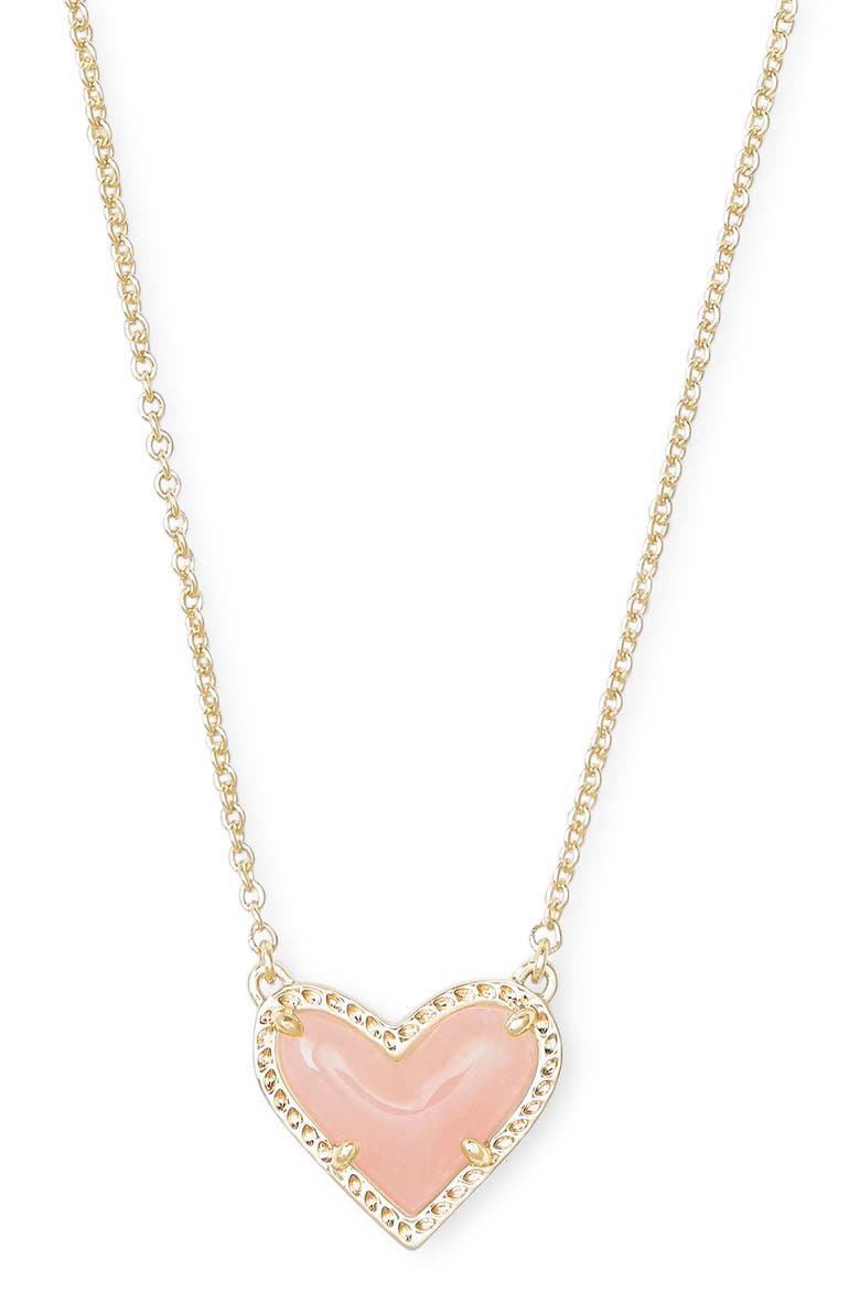 Ari Heart Pendant Necklace, Main, color, GOLD ROSE QUARTZ