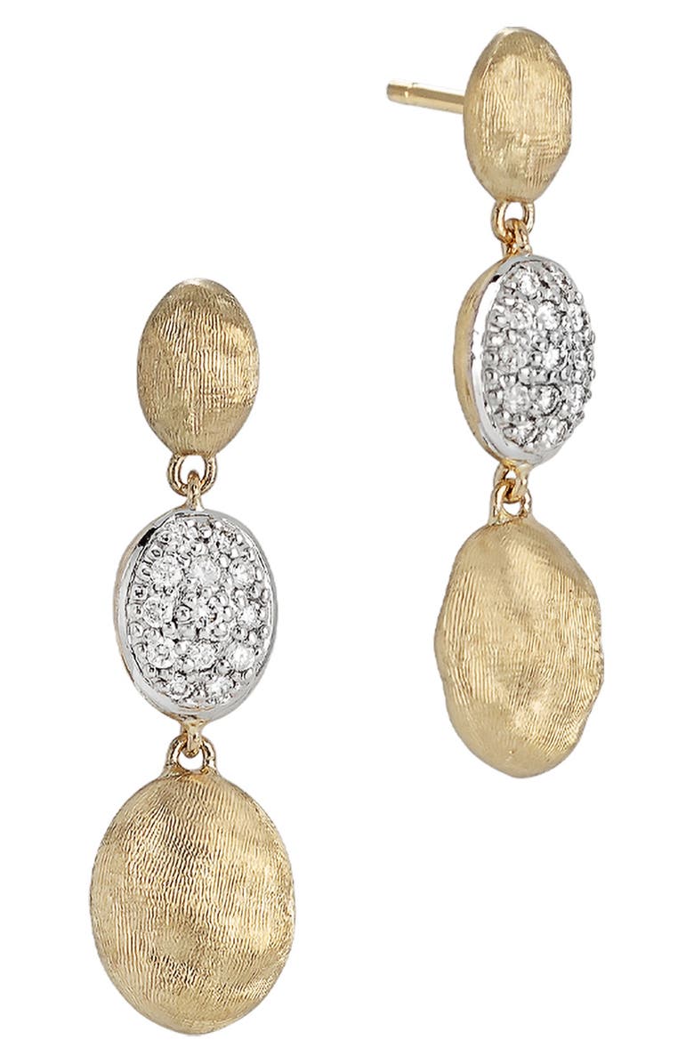 Marco Bicego Siviglia 18K Yellow Gold & Diamond Triple Drop Earrings, Alternate, color, Yellow Gold