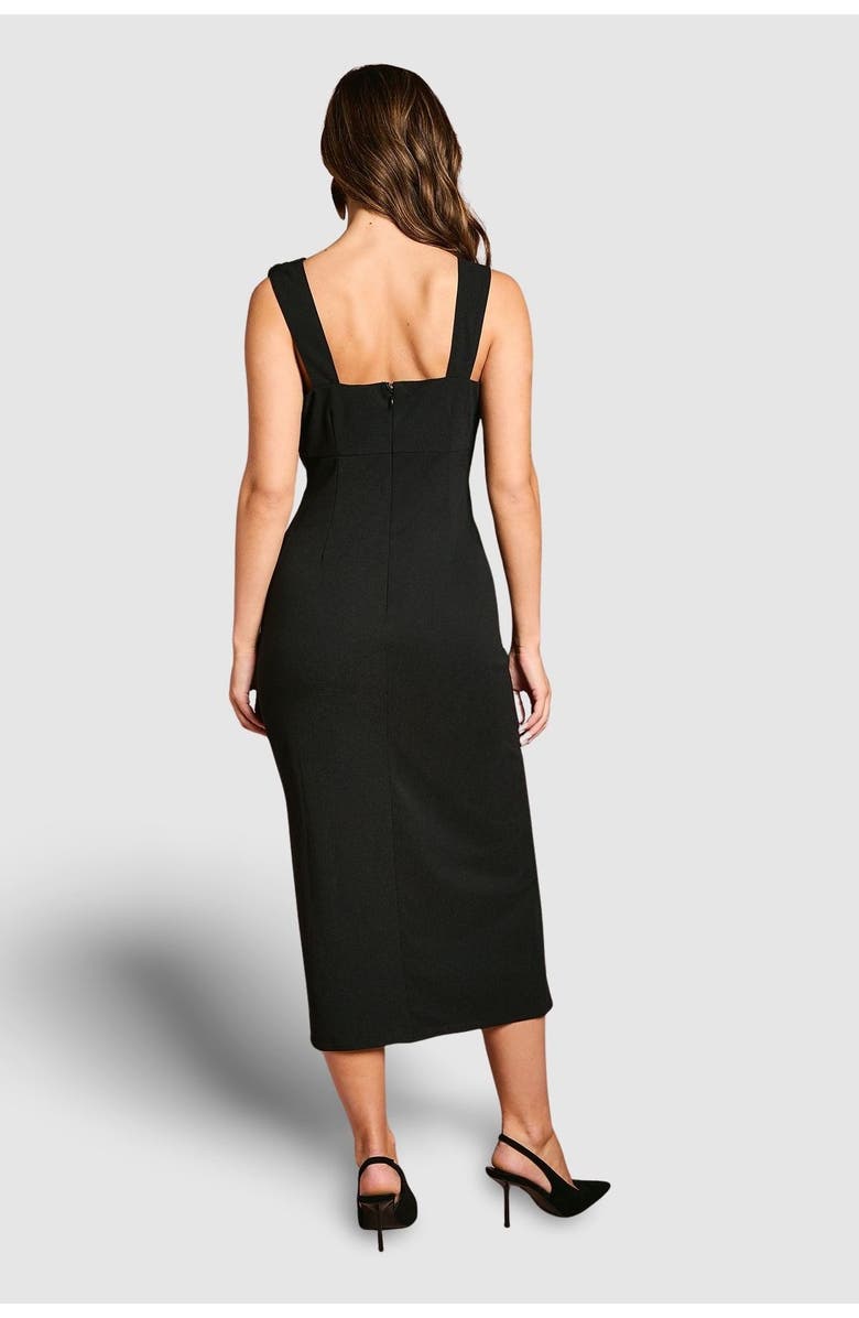 Coast Strappy Mix Fabric Pencil Midi Dress, Alternate, color, Black