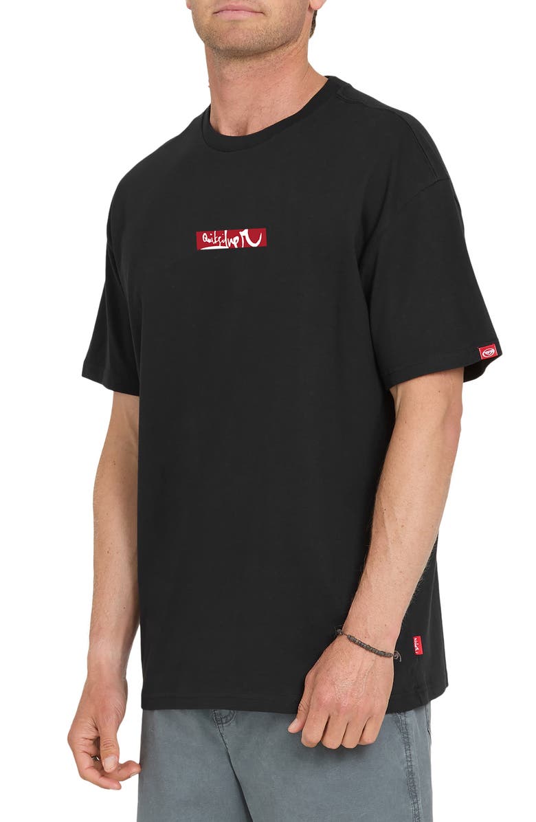 Quiksilver Young Guns Impaired Surf Oversize Cotton Graphic T-Shirt, Alternate, color, Black