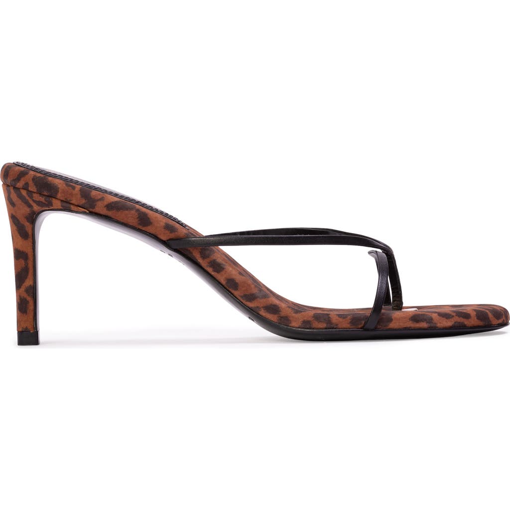 Black Suede Studio Gem Leather Sandals In Animal Print