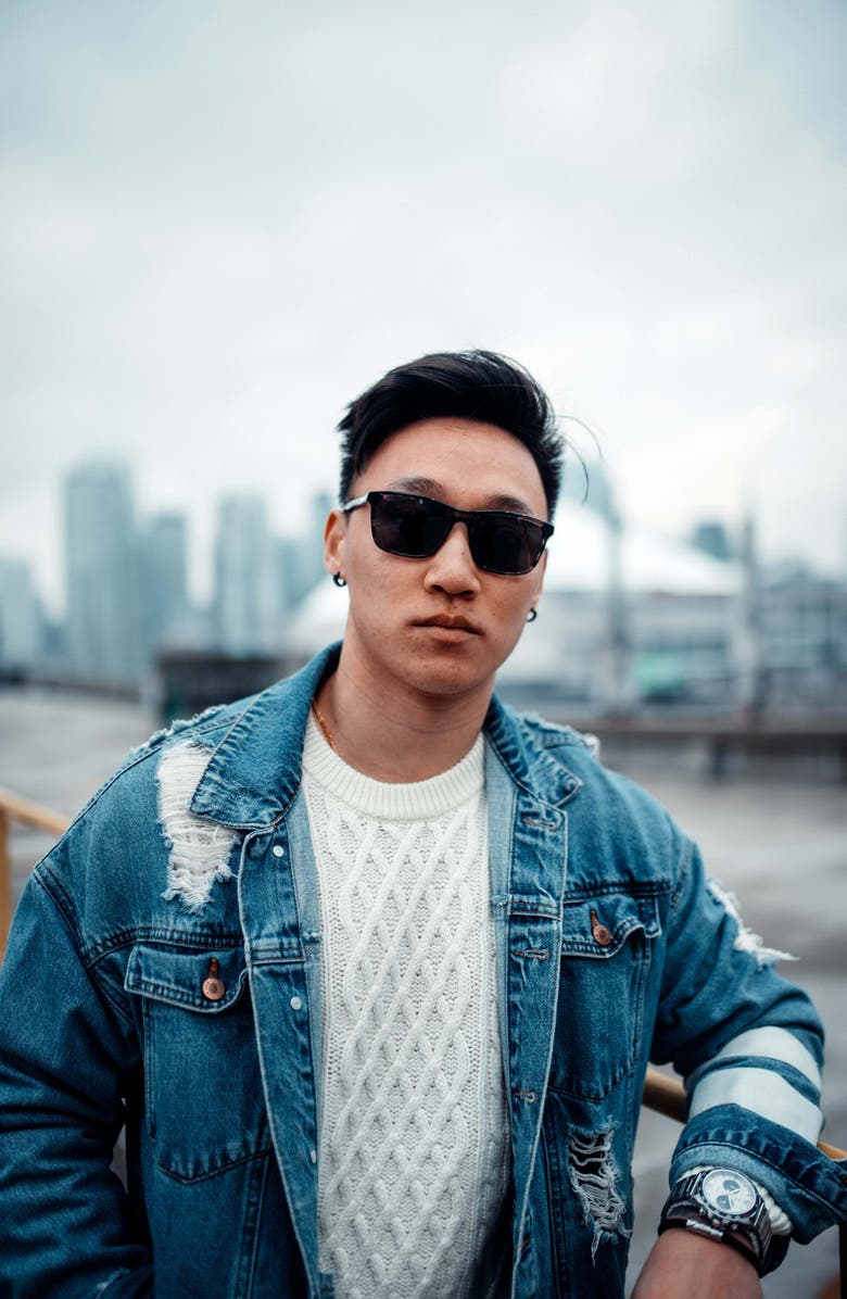 Vincero Presley 56mm Polarized Rectangle Sunglasses, Alternate, color,