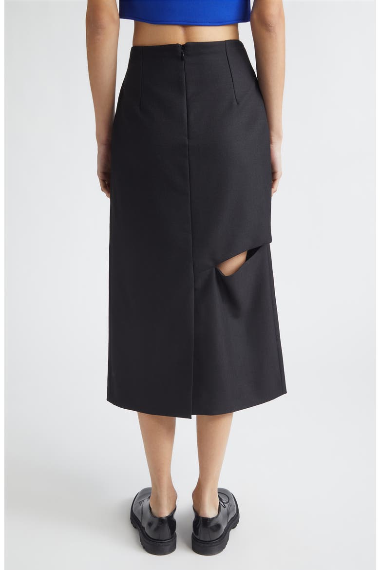 Diagonal Slash Wool & Mohair Midi Skirt, Alternate, color, BLACK