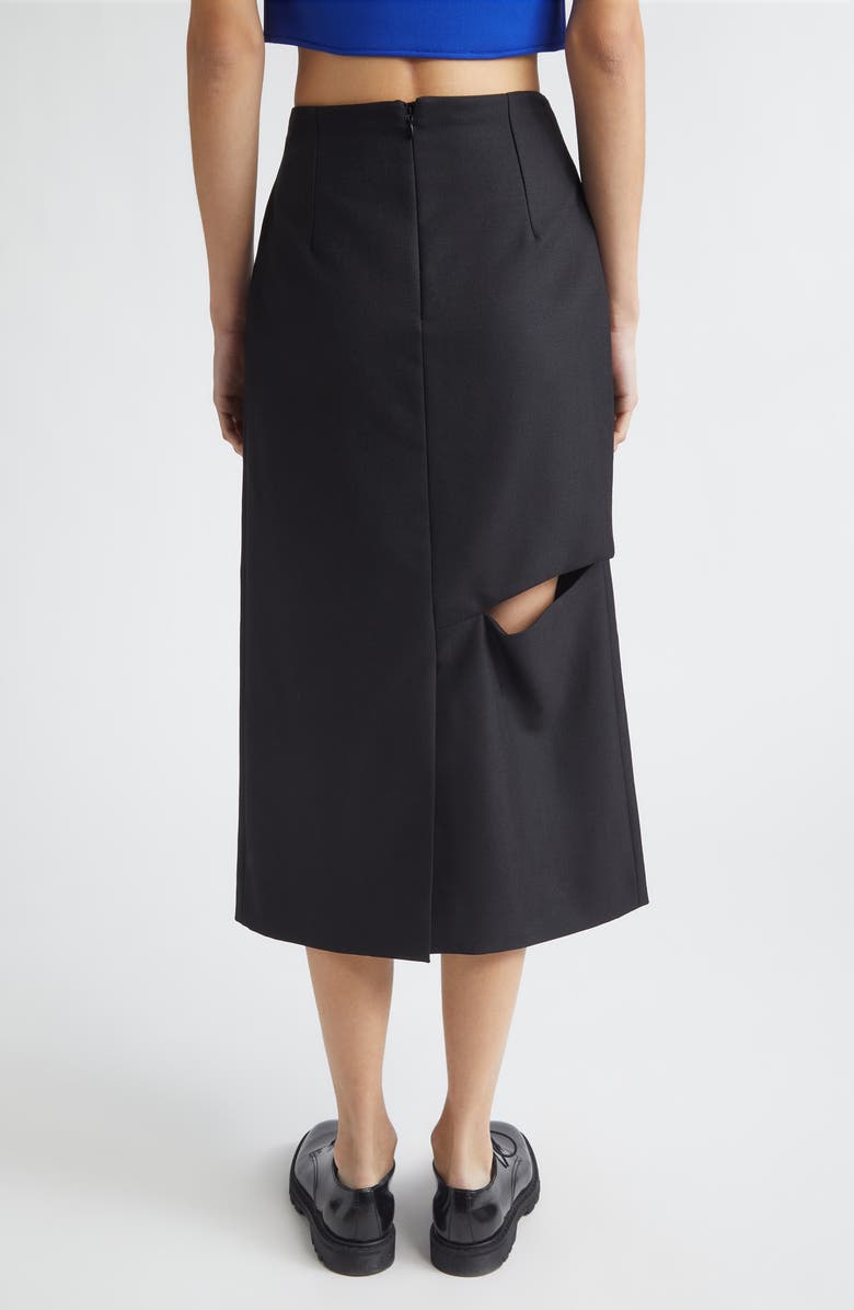 Jil Sander Diagonal Slash Wool & Mohair Midi Skirt, Alternate, color, Black