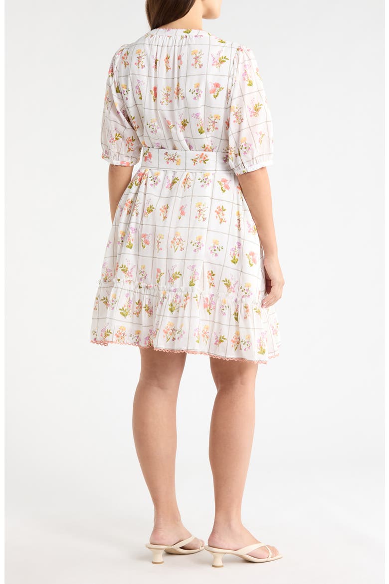Diane Floral Redna Belted Cotton Button-Up Minidress, Alternate, color, CORAL-MULTI