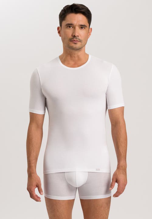 Hanro Natural Function Tencel™ And Cotton Fitted Crew Neck T-shirt In White