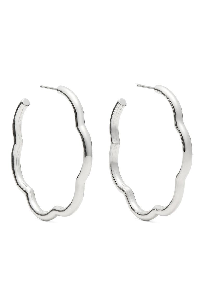 wave hoop earrings, Main, color, SILVER