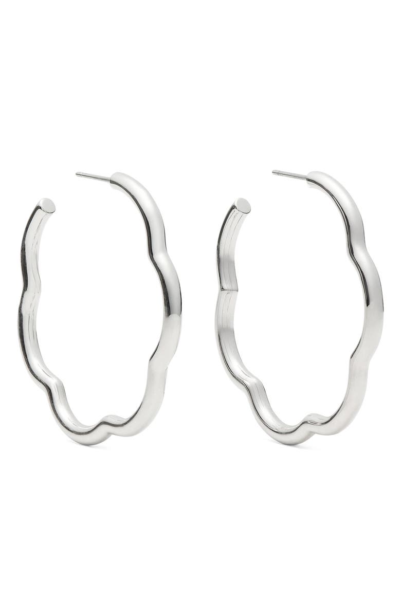 Kate Spade New York wave hoop earrings, Main, color, Silver