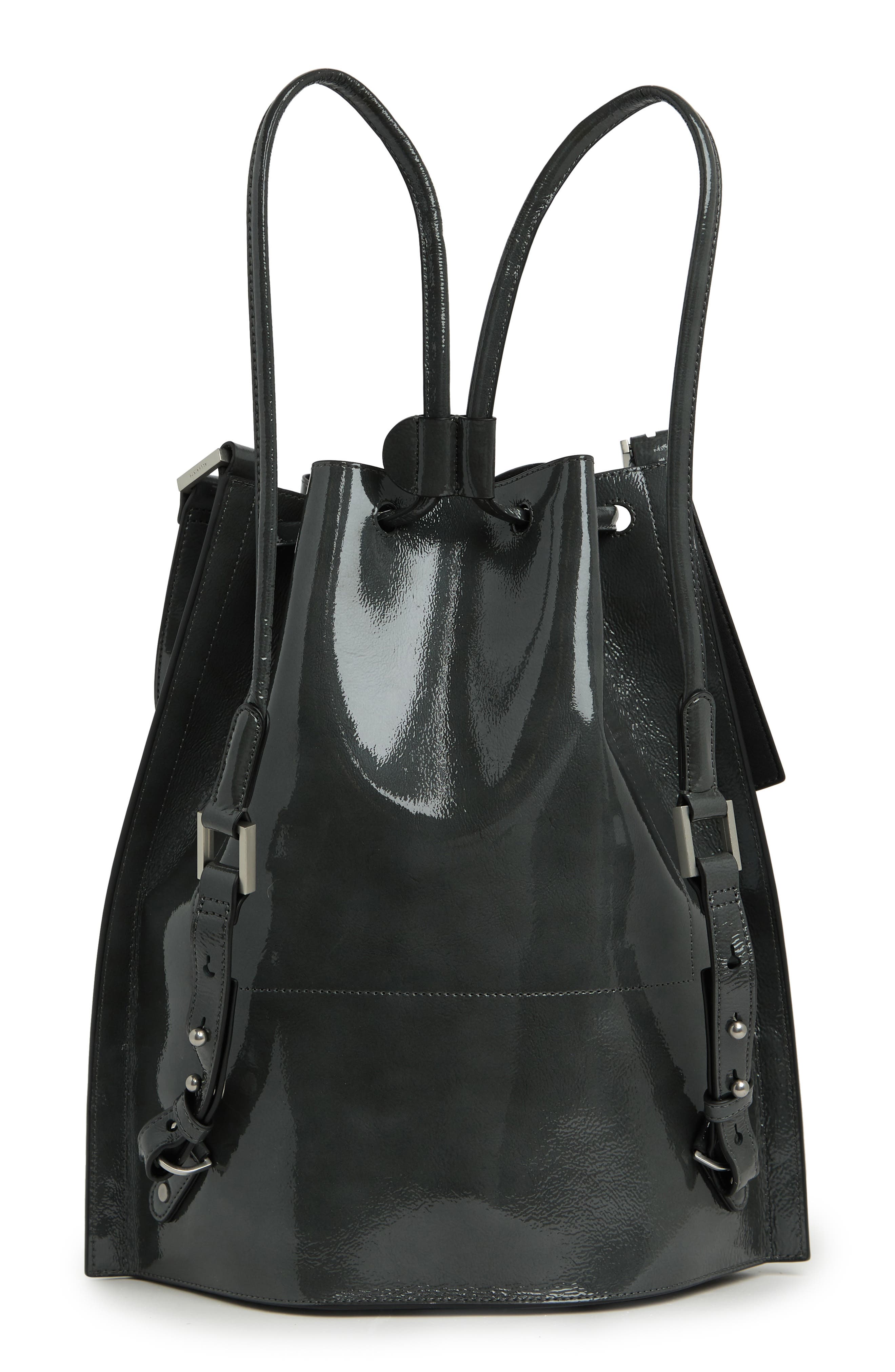 AllSaints Alpha S Patent Leather Backpack, Alternate, color, 