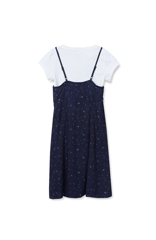 Lands' End Girls Slip Dress With Short Sleeve Tee In Blue