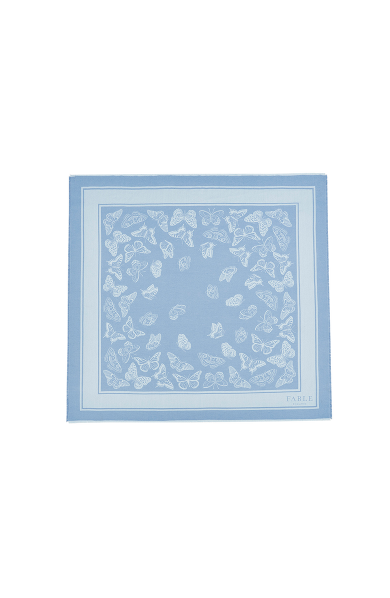 Fable England Butterfly Jacquard Square Scarf, Main, color, Blue