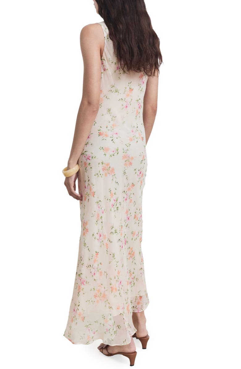 MANGO Floral Print Cowl Neck Dress, Alternate, color, Salmon