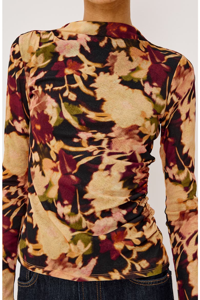 Joelle Floral Mesh Mock Neck Top, Alternate, color, DARK FLORA