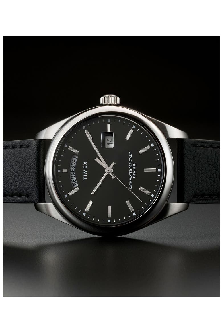 Legacy Leather Strap Watch, 41mm, Alternate, color, BLACK
