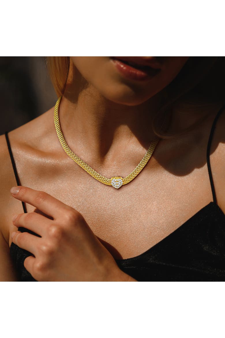 3/4 CTW Cubic Zirconia Heart Necklace, Alternate, color, Yellow-Plated