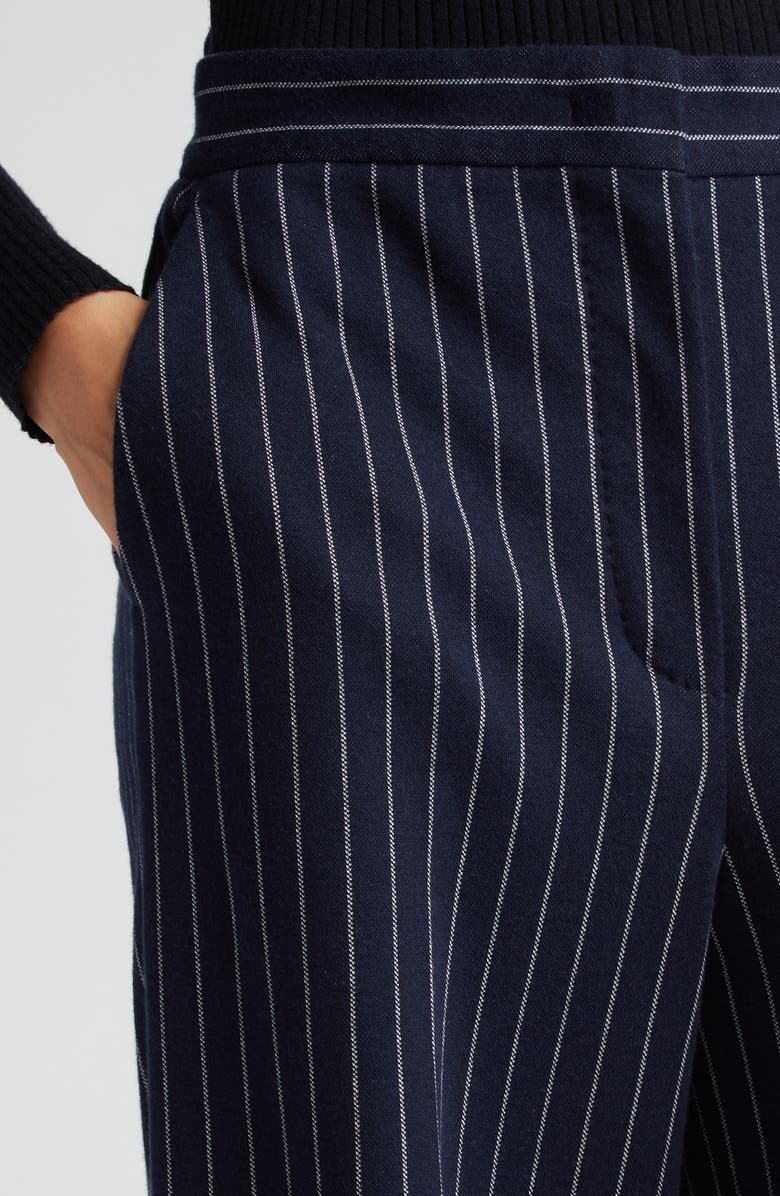 Max Mara Benito Relaxed Fit Pinstripe Cotton, Cashmere & Silk Wide Leg Pants, Alternate, color,