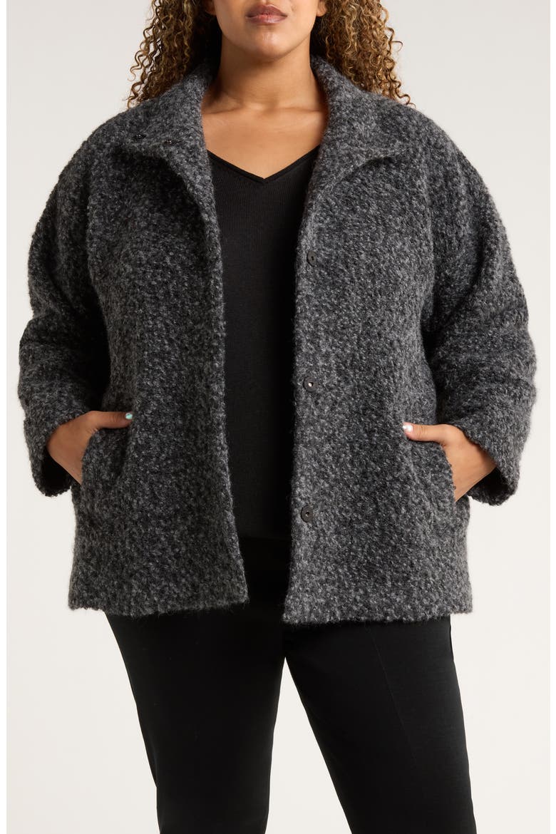 Alpaca & Wool Blend Short Coat, Main, color, CHARCOAL ASH