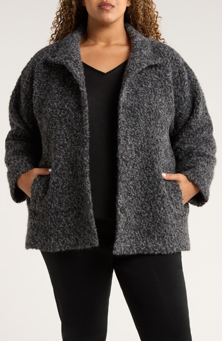 Eileen Fisher Alpaca & Wool Blend Short Coat, Main, color, Charcoal Ash
