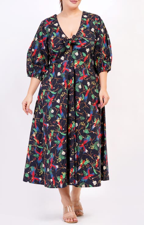 Adriana Tie-Front Midi Dress