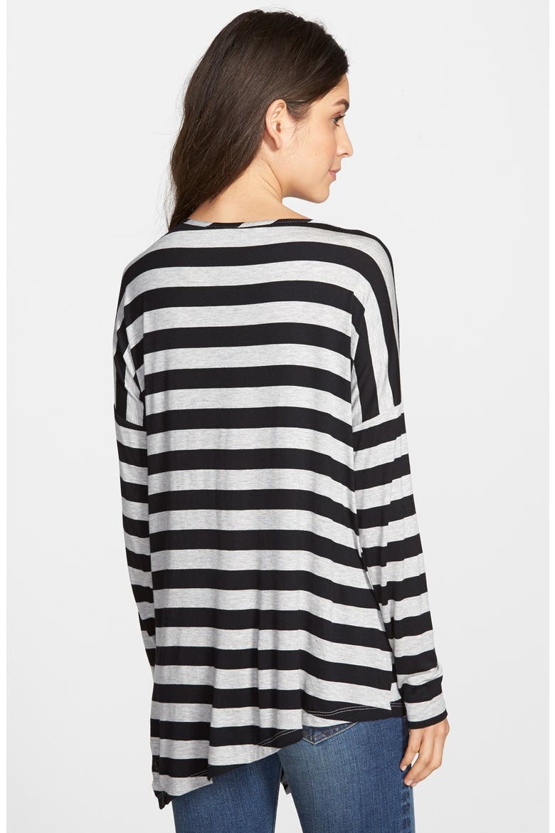Asymmetrical Stripe Tee, Alternate, color, BLACK/ HEATHER GREY