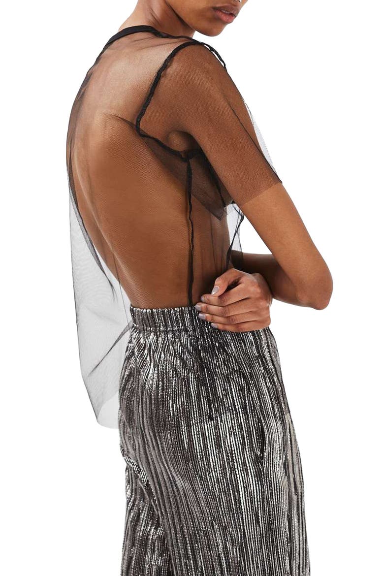 Feel No Fear Sheer Tee, Alternate, color, BLACK