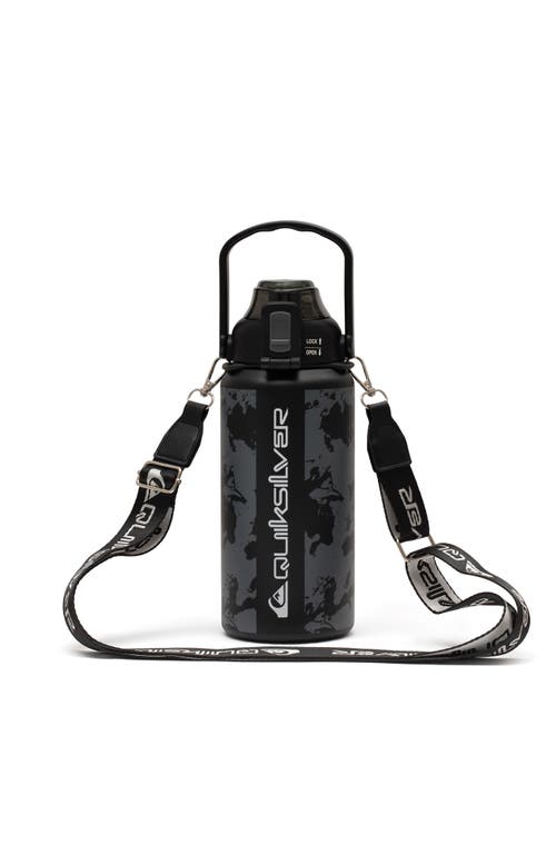 Quiksilver Ventura Double Walled Insulated 30oz Stainless Steel Tumbler With Cross Body Strap In Black
