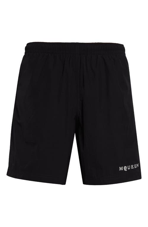 Alexander Mcqueen Elastic Waistband Swim Shorts With Side Pockets In Multi