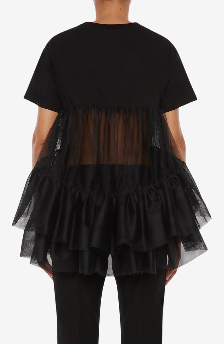 McQueen Alexander McQueen Tulle Back Cotton Jersey T-Shirt, Alternate, color, 