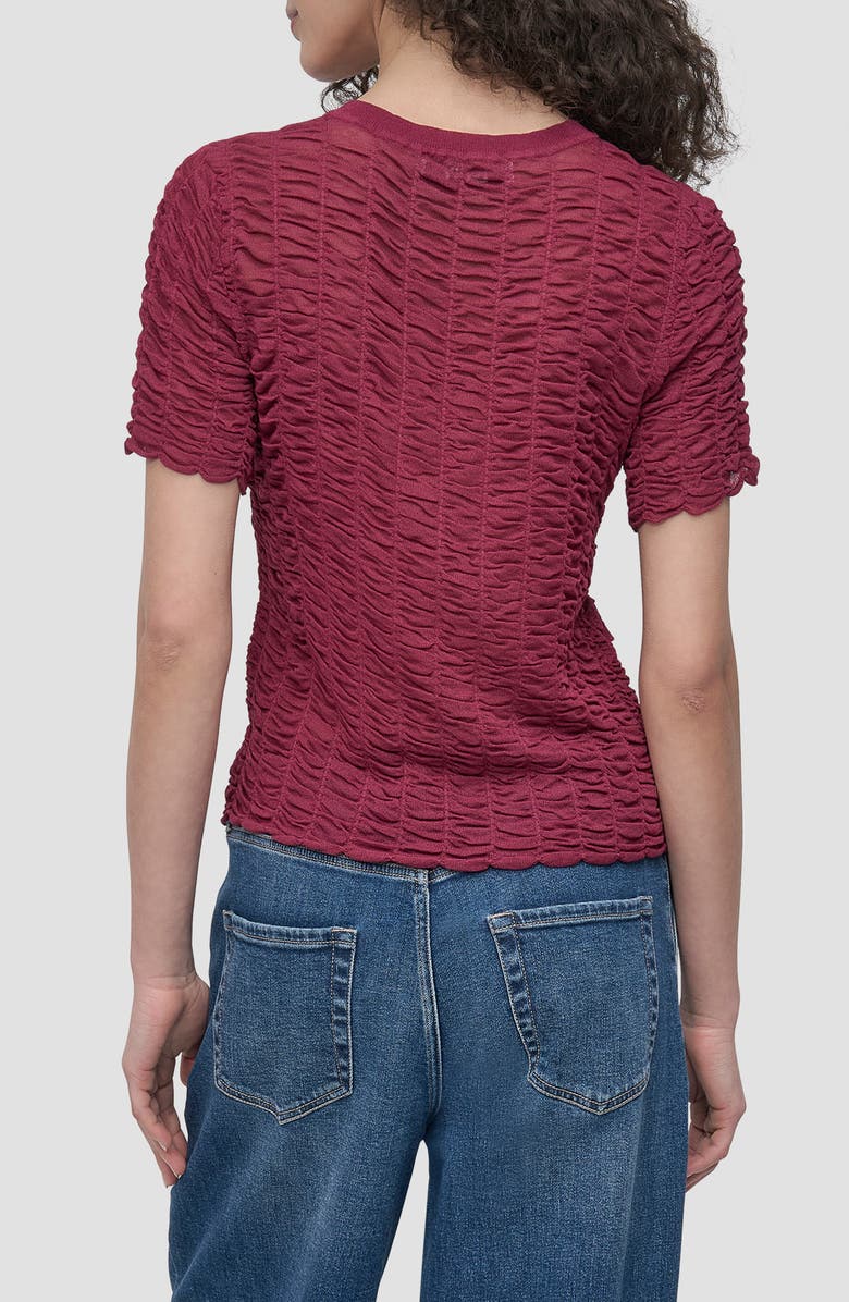DKNY Superfine Textured Short Sleeve Sweater, Alternate, color, Beet