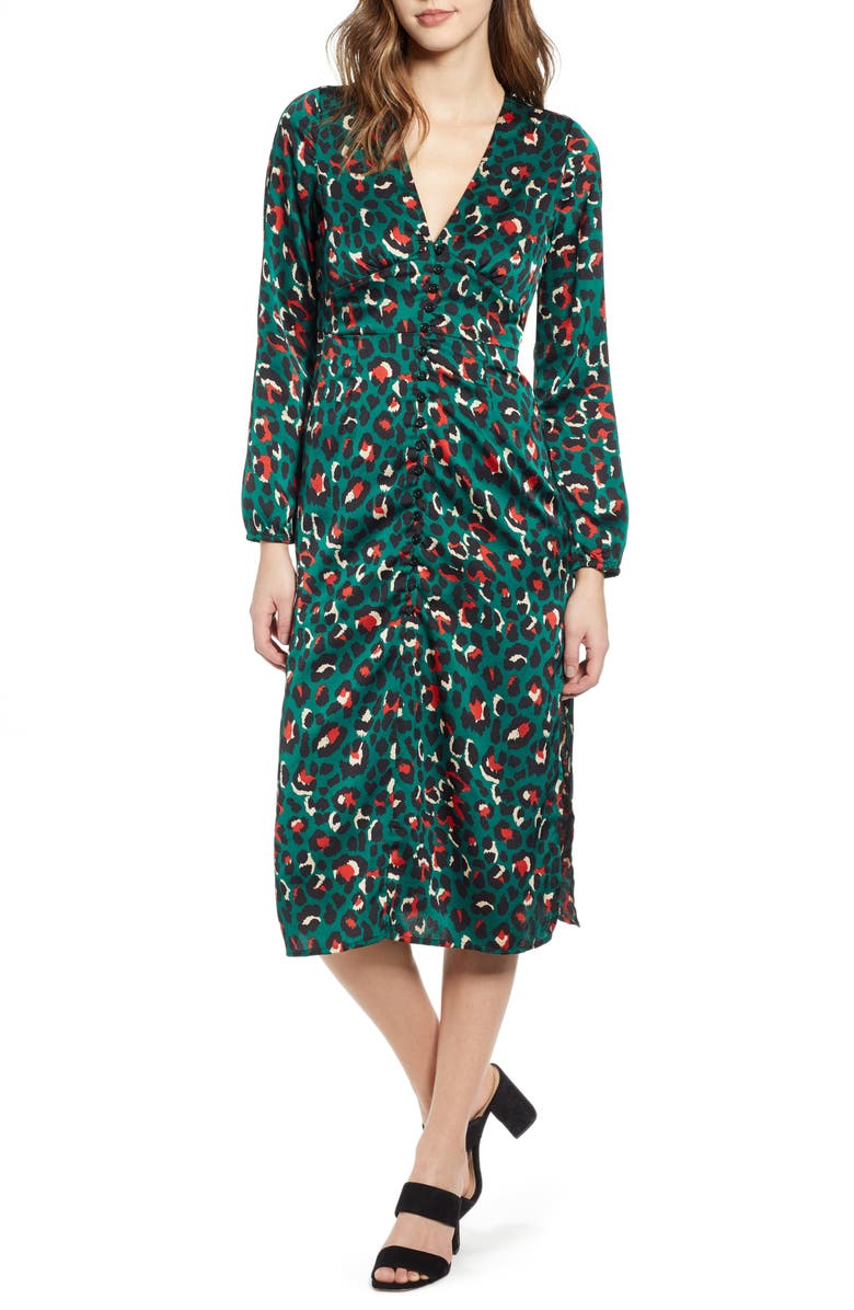 Leith Button Front Midi Dress, Main, color, 