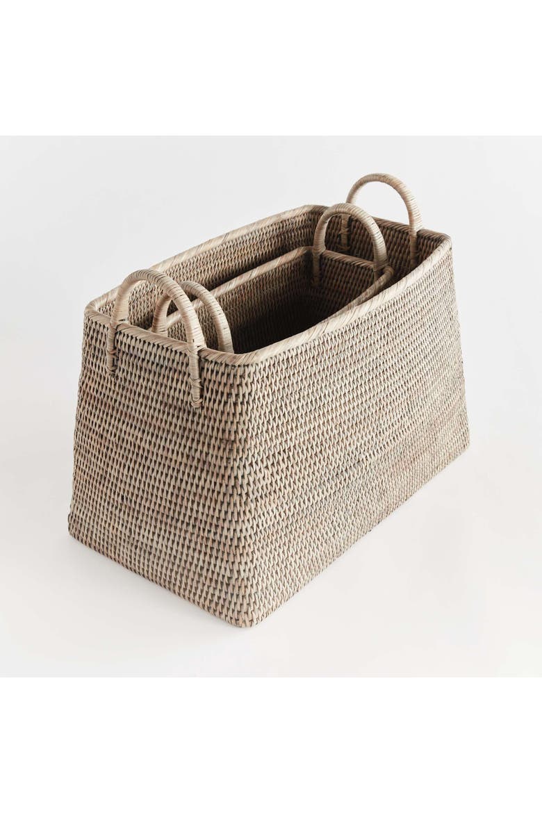 Burma Rattan Narrow Magazine Basket Set Of 2, Alternate, color, Gray