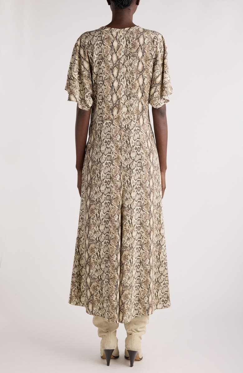 Isabel Marant Keany Snakeskin Print Stretch Silk Dress, Alternate, color,