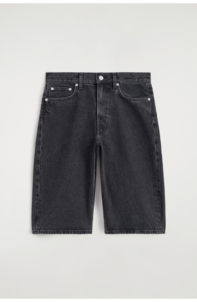 COS Chord Straight-leg Denim Shorts, Alternate, color, Black