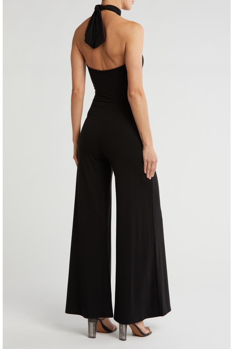 Halter Neck Jumpsuit, Alternate, color, BLACK