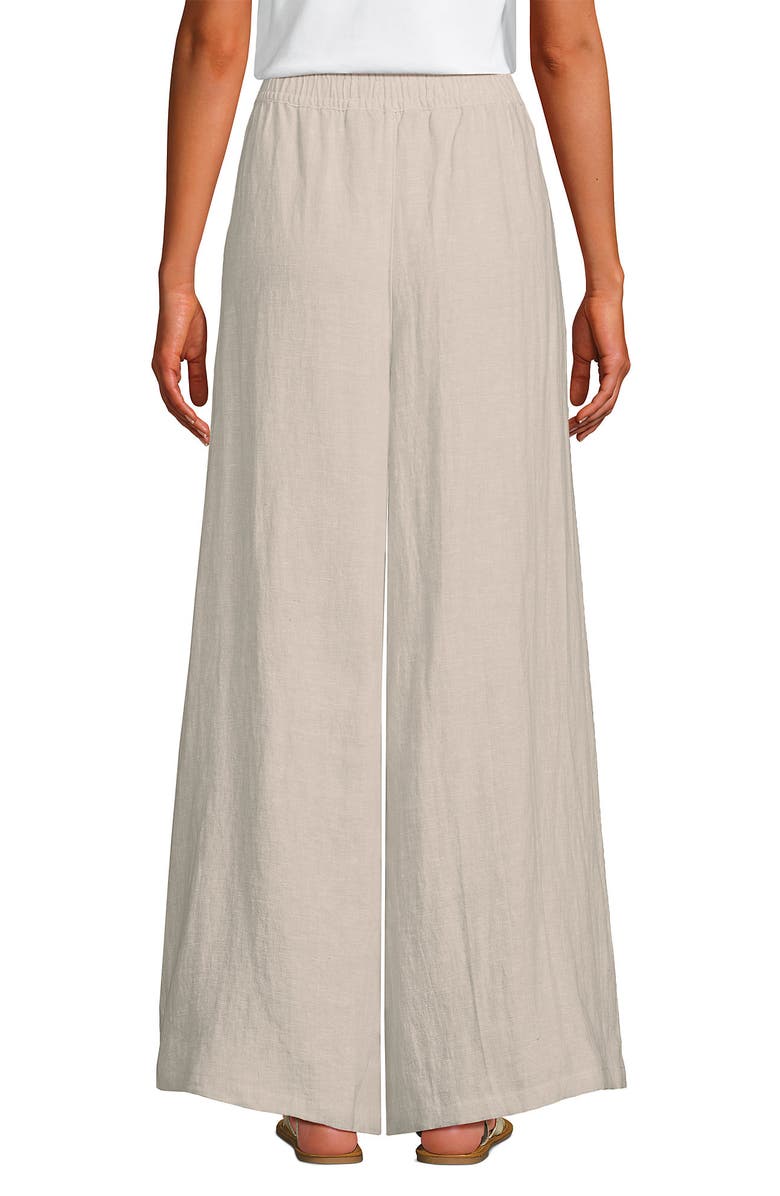 Lands' End Linen High Rise Palazzo Pants, Alternate, color, Champagne/Linen
