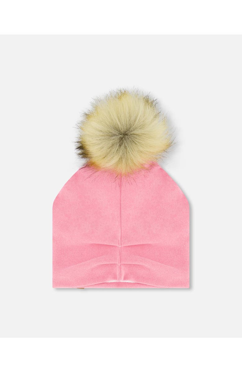 Deux par Deux Baby Girl's Mid-Season Jersey Detachable Pompom Hat Candy Pink, Alternate, color,