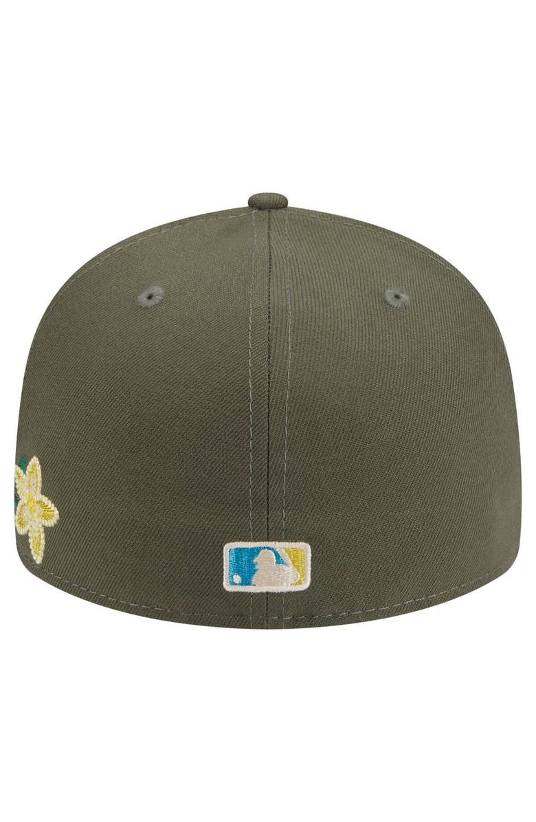 New Era Men's New Era Olive Los Angeles Angels Tonal Florals 59FIFTY Fitted Hat, Alternate, color,