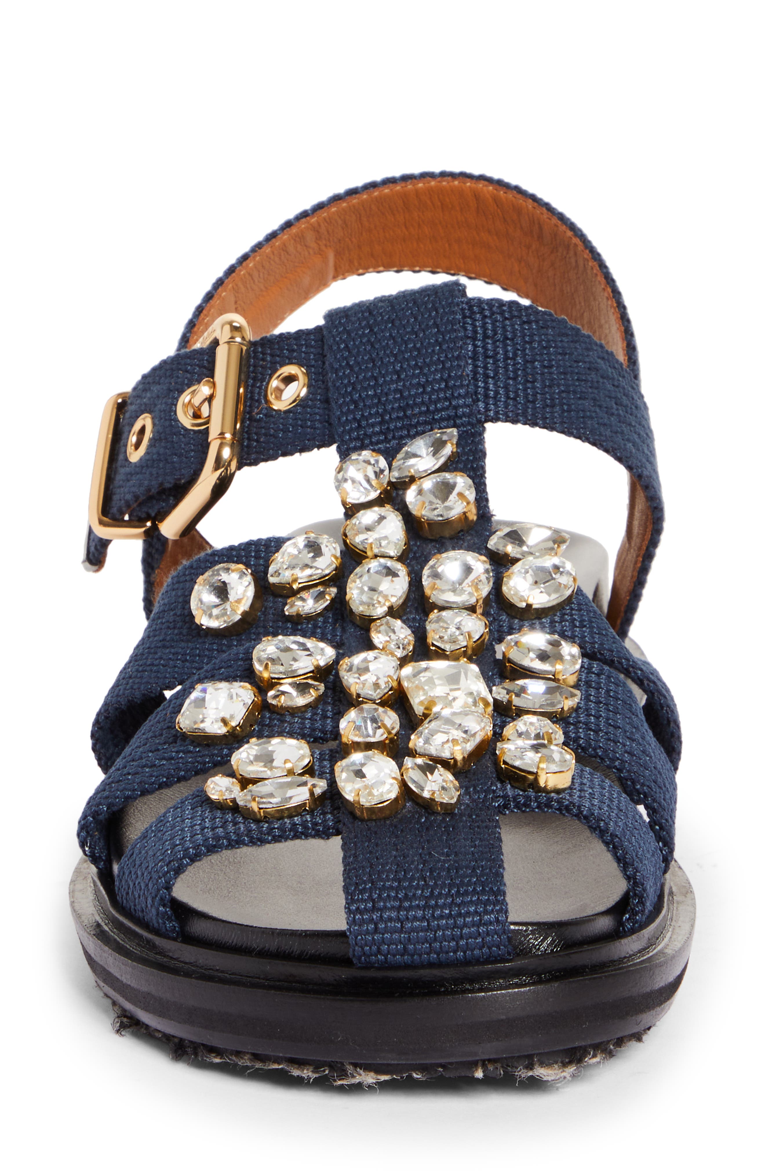 Marni Fussbett Crystal Embellished Fisherman Sandal, Alternate, color, 