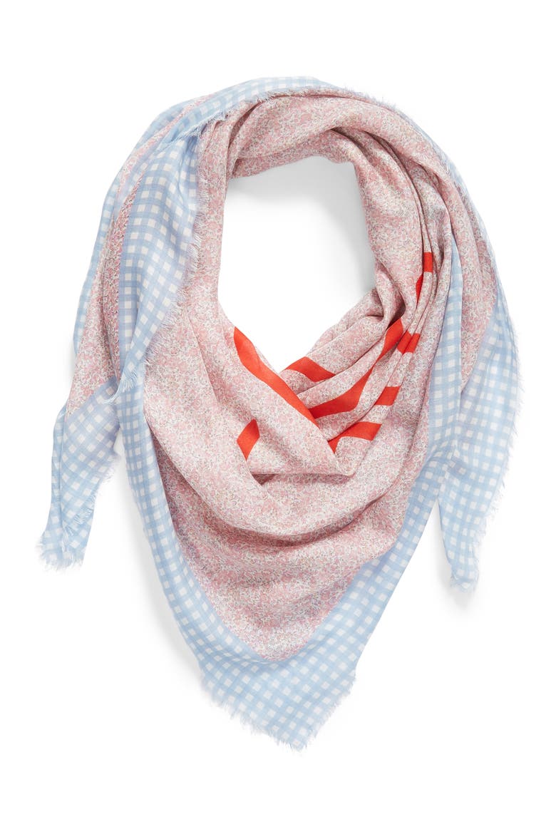 Liberty Gingham Scarf, Alternate, color, PINK/ BLUE