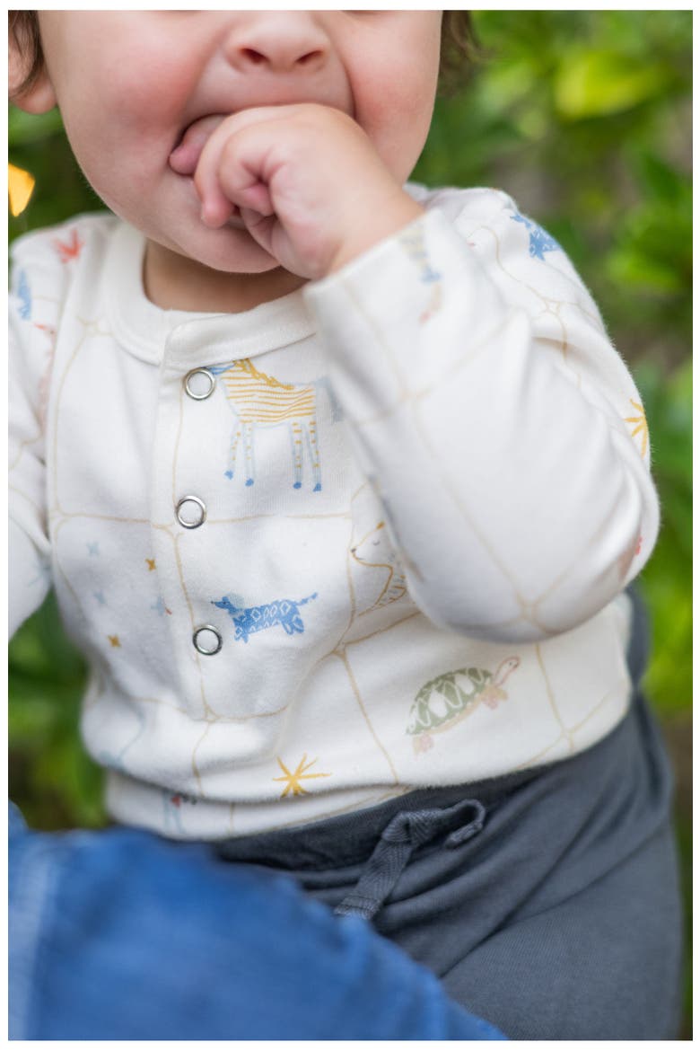 Henley Organic Cotton Bodysuit, Alternate, color, ANIMAL SHUFFLE