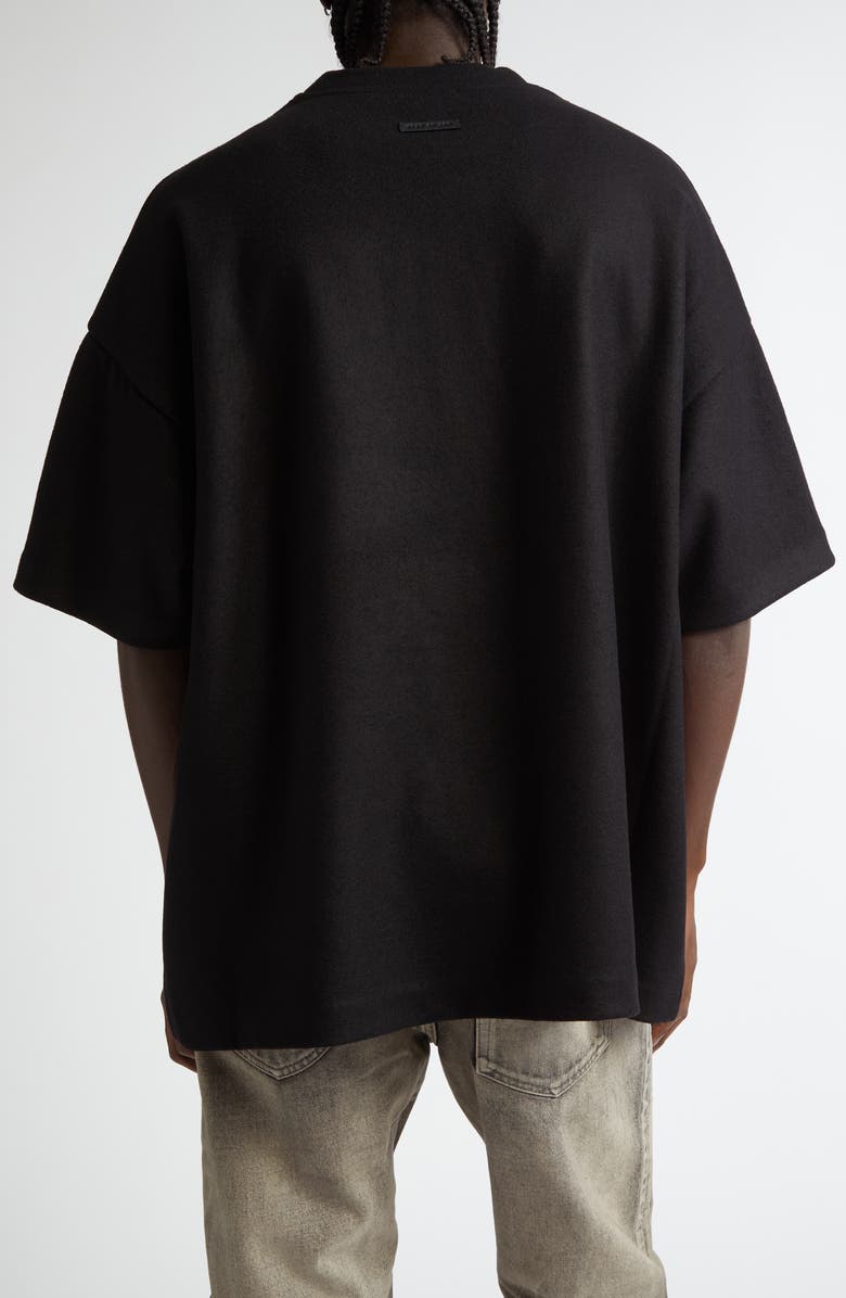 Fear of God Logo Patch Short Sleeve Merino Wool T-Shirt, Alternate, color, Black