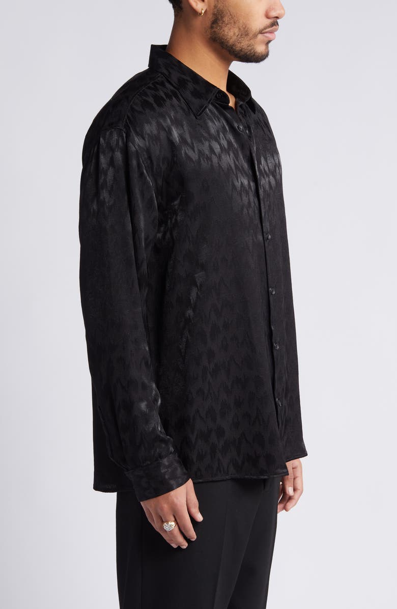 Open Edit Jacquard Stretch Satin Button-Up Shirt, Alternate, color, 