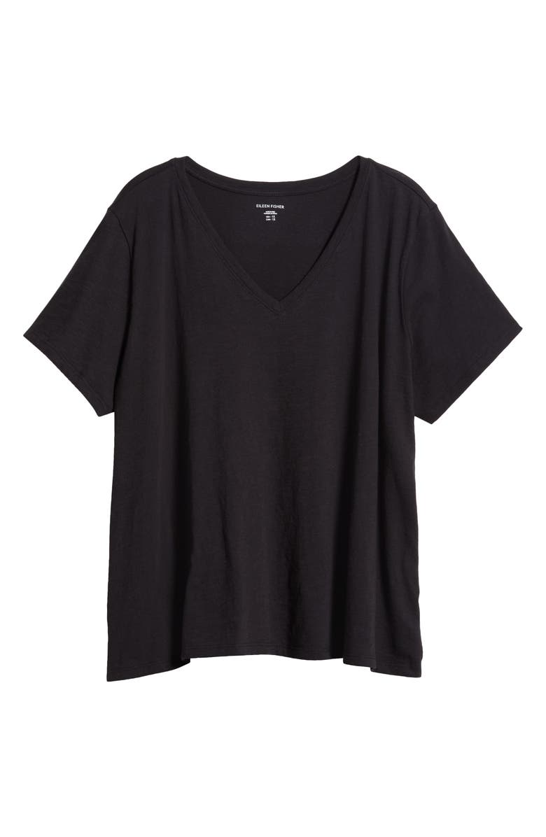 Eileen Fisher Easy V-Neck Organic Cotton T-Shirt, Alternate, color, Black