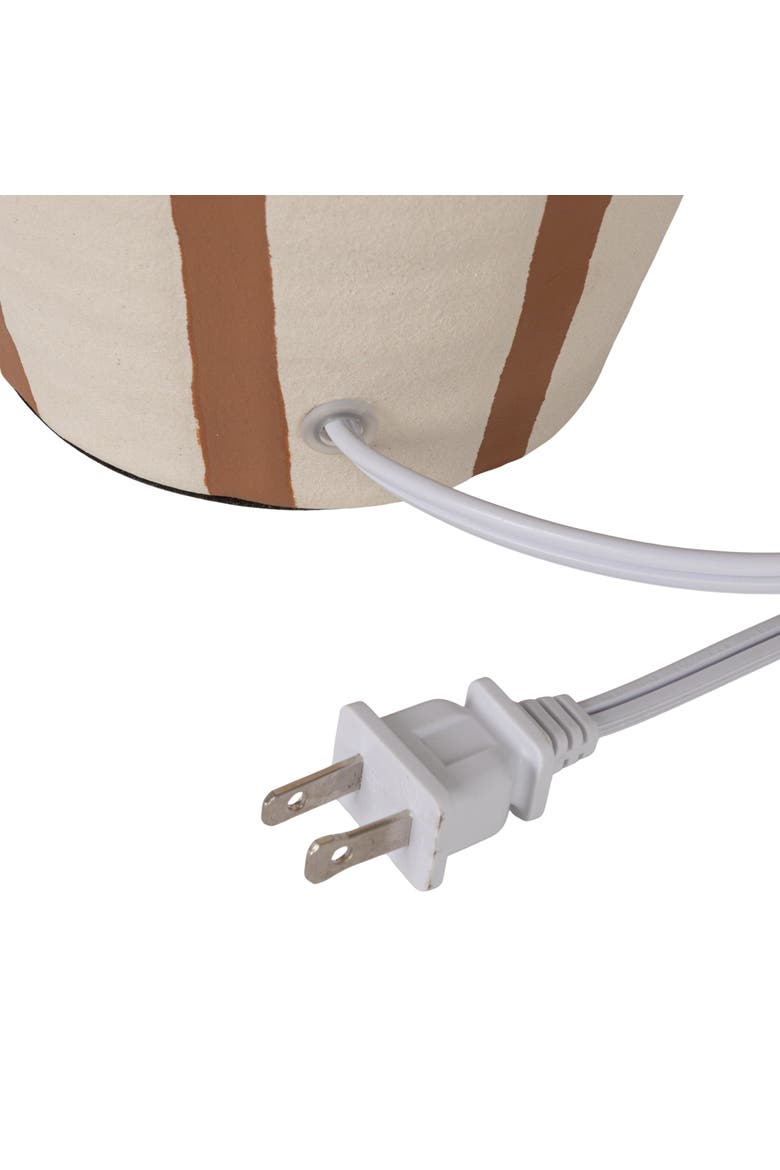 Stoneware Tapered Cylinder Table Lamp with Pleated Linen Empire Shade, Cream, Alternate, color, Multicolor
