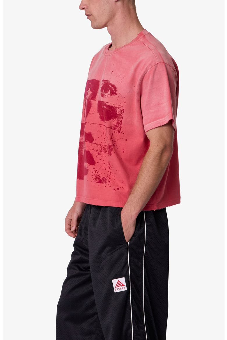 Face Distressed Graphic T-Shirt, Alternate, color, RED