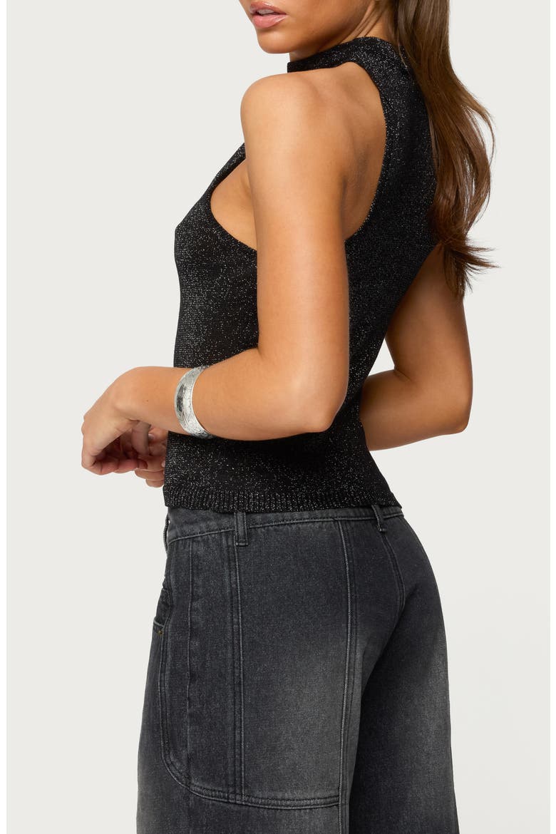 Nalia Ring Glitter Knit Sleeveless Sweater, Alternate, color, BLACK