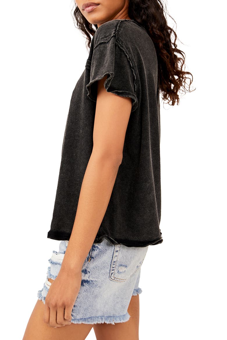 We the Free Cutout Boxy Cotton T-Shirt, Alternate, color, BLACK